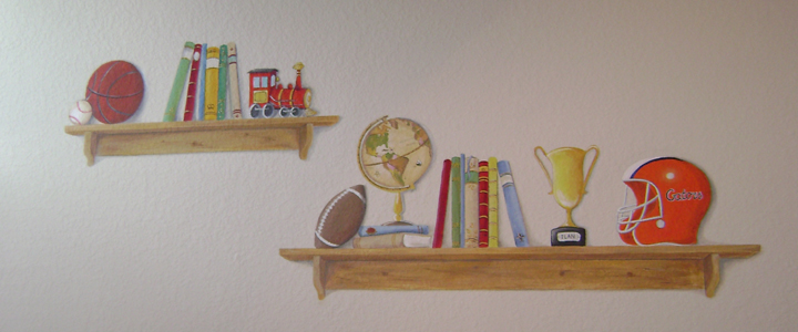 trompe l'oeil book shelf